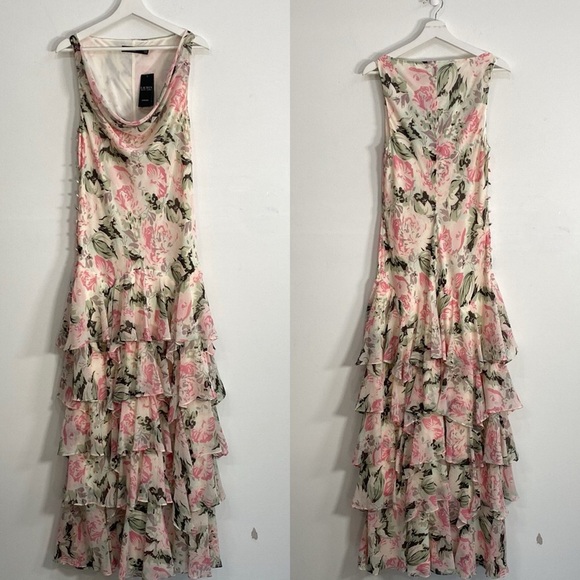 Lauren Ralph Lauren Ball Gown Whimsical Flower Garden Tiered Sleeveless 12 NWT - Picture 2 of 12